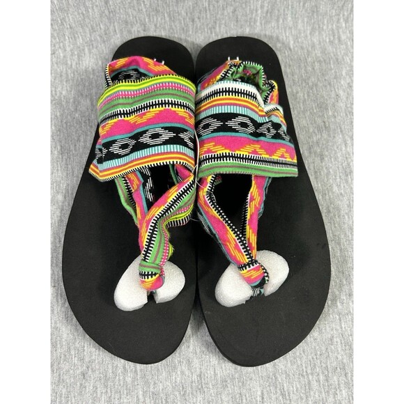 Ipomoea Women Yoga Flip Flops Stretch Shoes Walking Sling/40/US 9/Multicolored - Picture 3 of 9